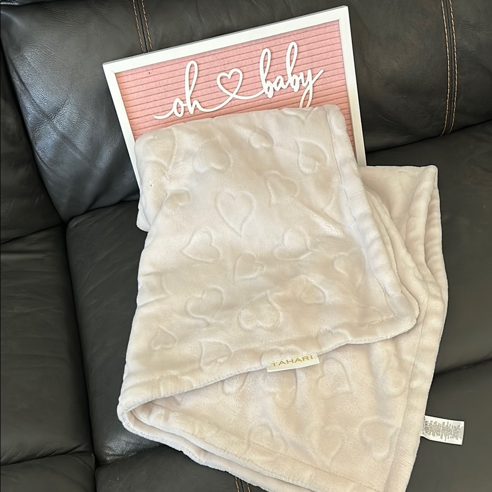 Tahari Heart Embossed Baby Blanket